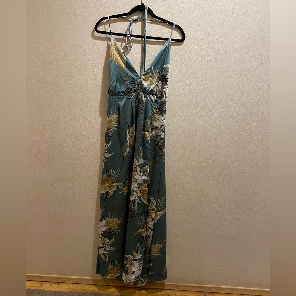 Sweet Lemon Halter Slit Floor Length Dress Size L